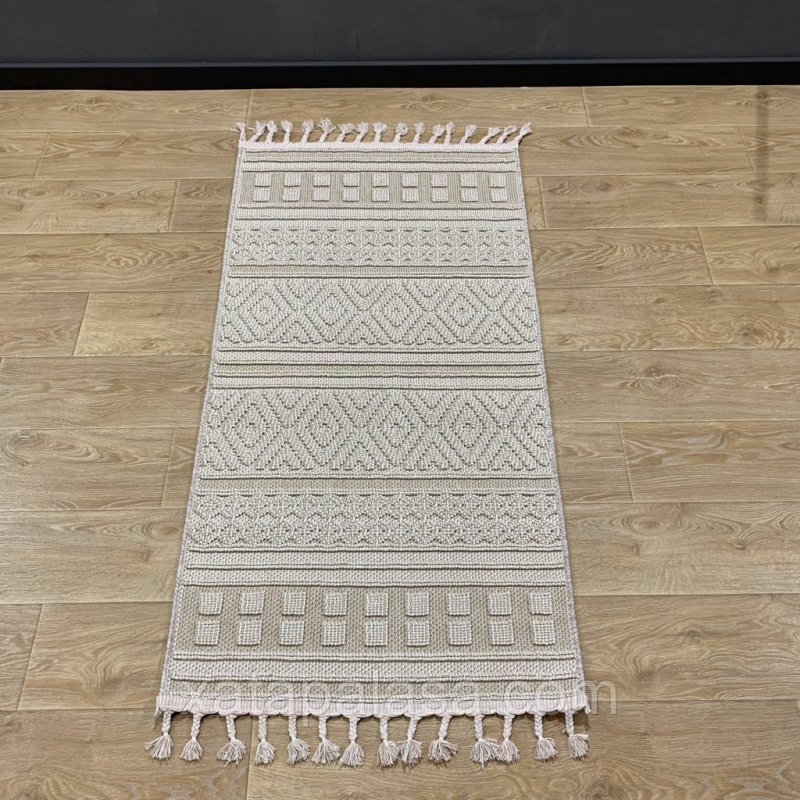 Безворсовий килим 0,60*1,10 на джутовій основі IZMIR 08752A Beige