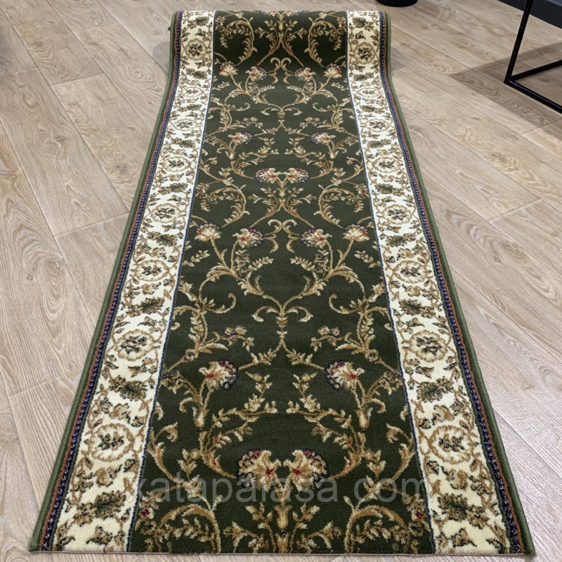 Килимова доріжка ширина 0,80м зелена класика Lotos 523/310
