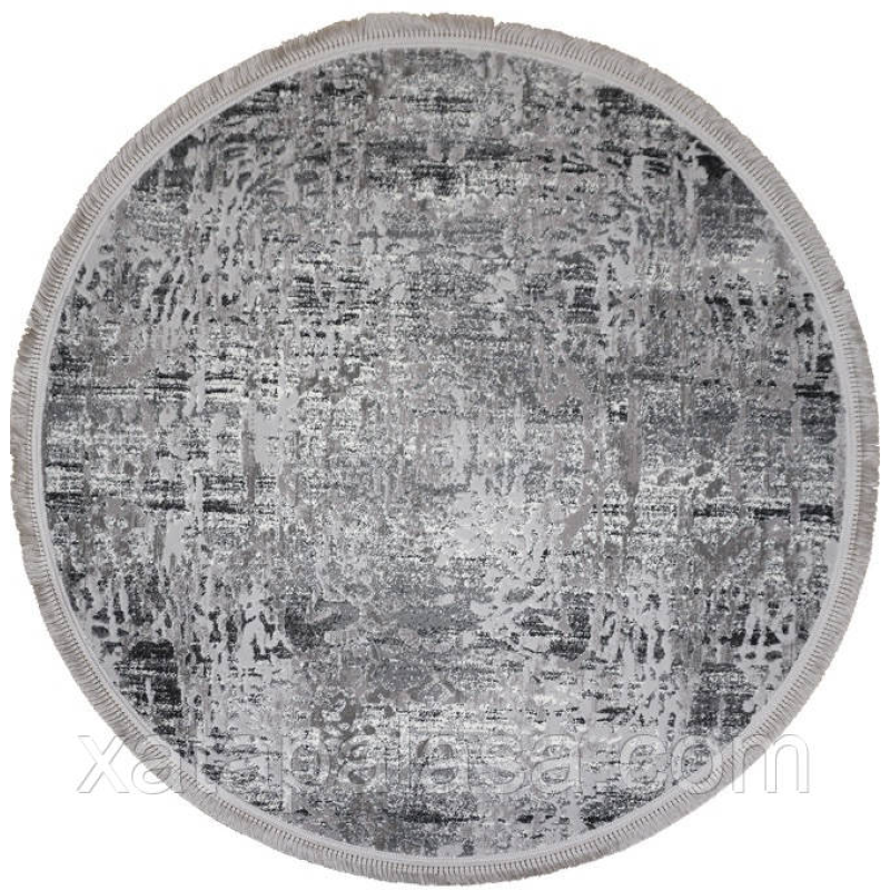 Круглий сірий килим діаметр 2м Levado 03605A L.Grey/White