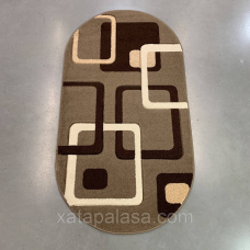 Приліжковий килим 80х150 овал сірий з фігурною стрижкою Freese 0259A brown Туреччина