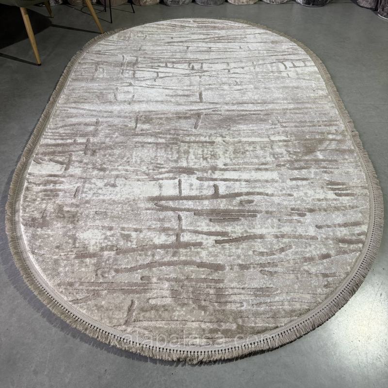 Килим бежевий овал 2*3 сучасна абстракція Levado 08111A L.BEIGE/L.BEIGE