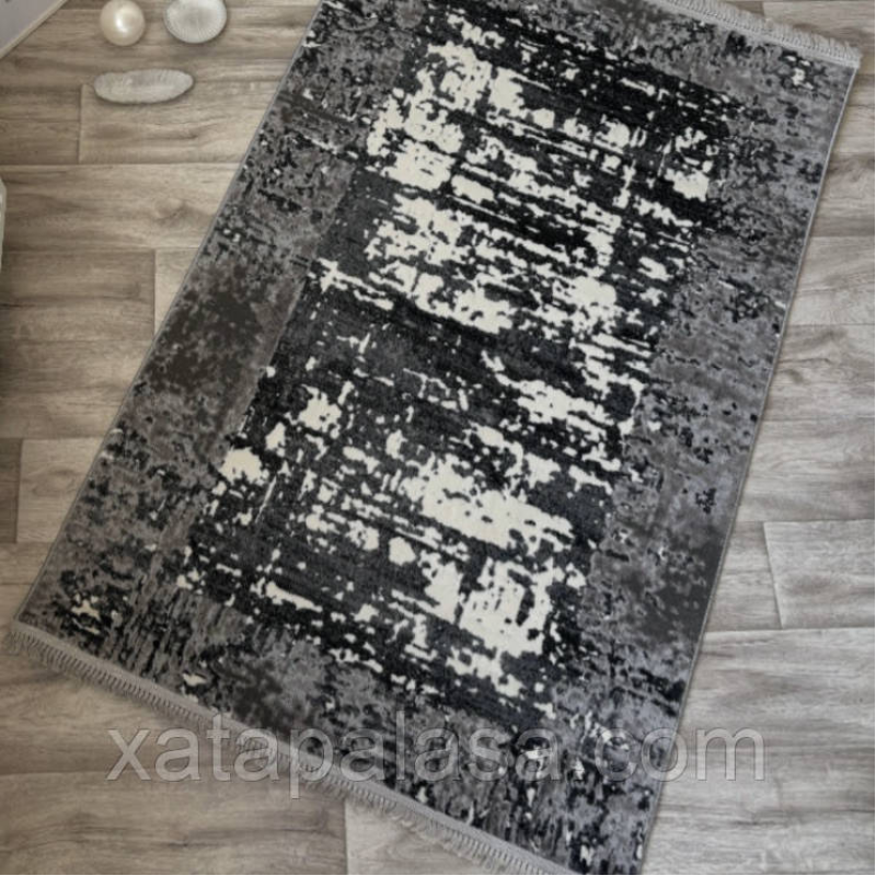 Сірий килим з абстракцією 0.80*1.50 сучасний дизайн Levado 09041A Grey