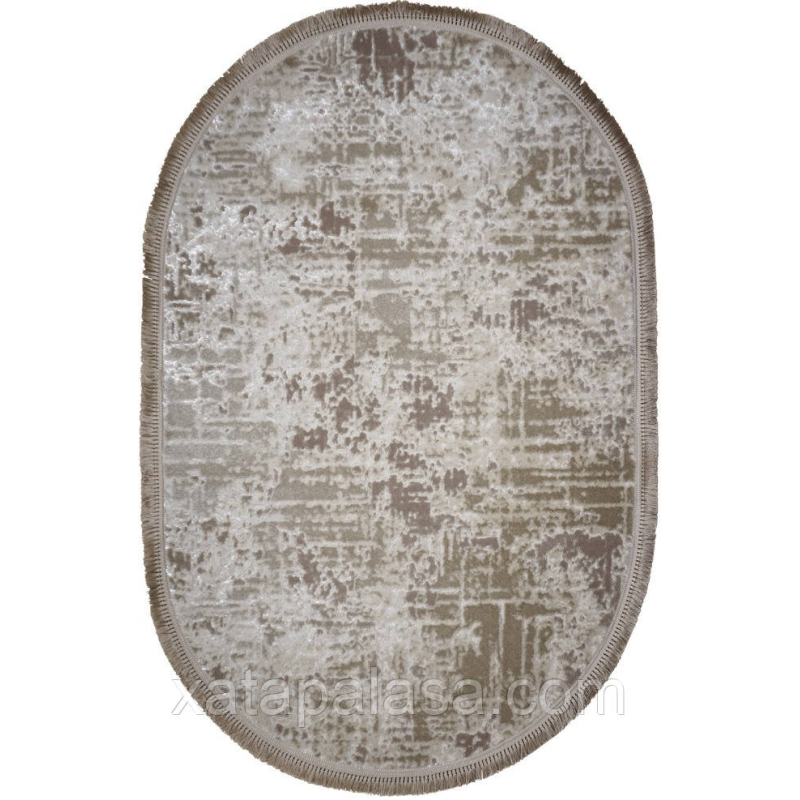 Бежевий овальний килим з абстракцією 2,50х3,50 Levado 09042A Beige