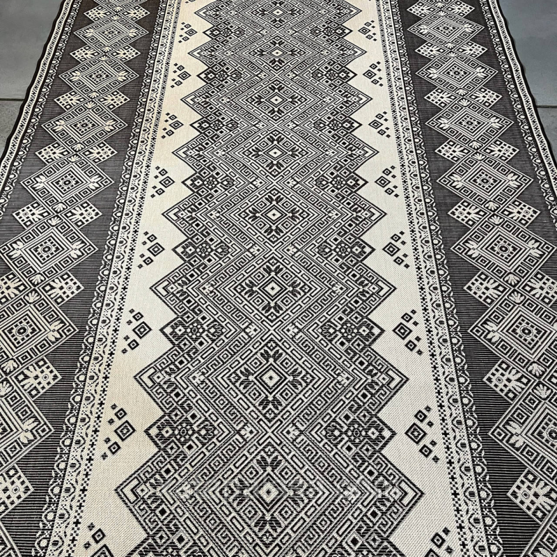 Безворсовий килим 2,50*3 на джутовій основі Вишиванка коричнева Naturalle 939/19