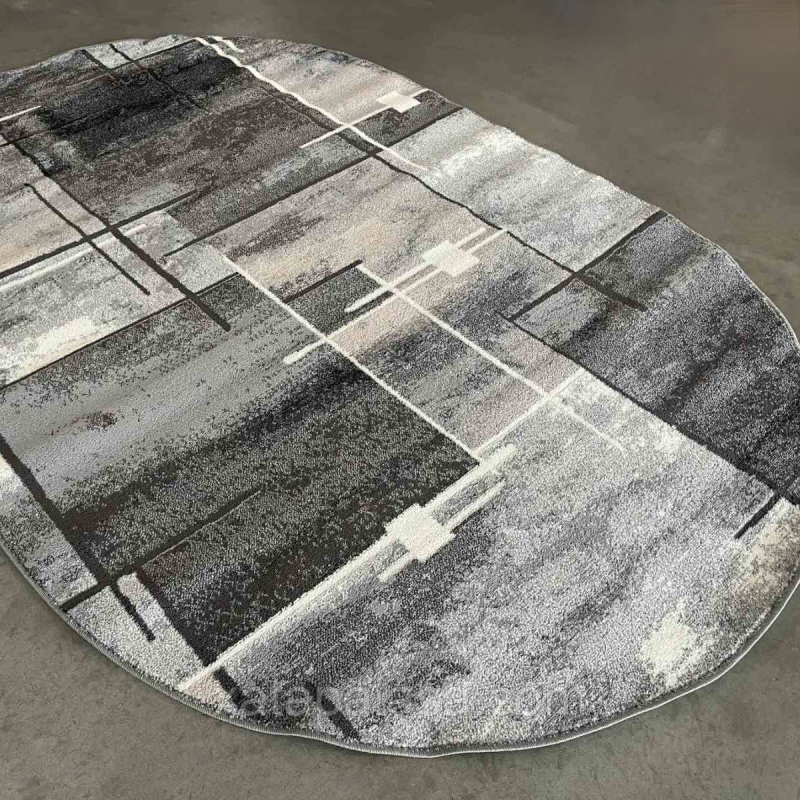 Килим 1,50*2,30 овал сіра абстракція BONITO 7132